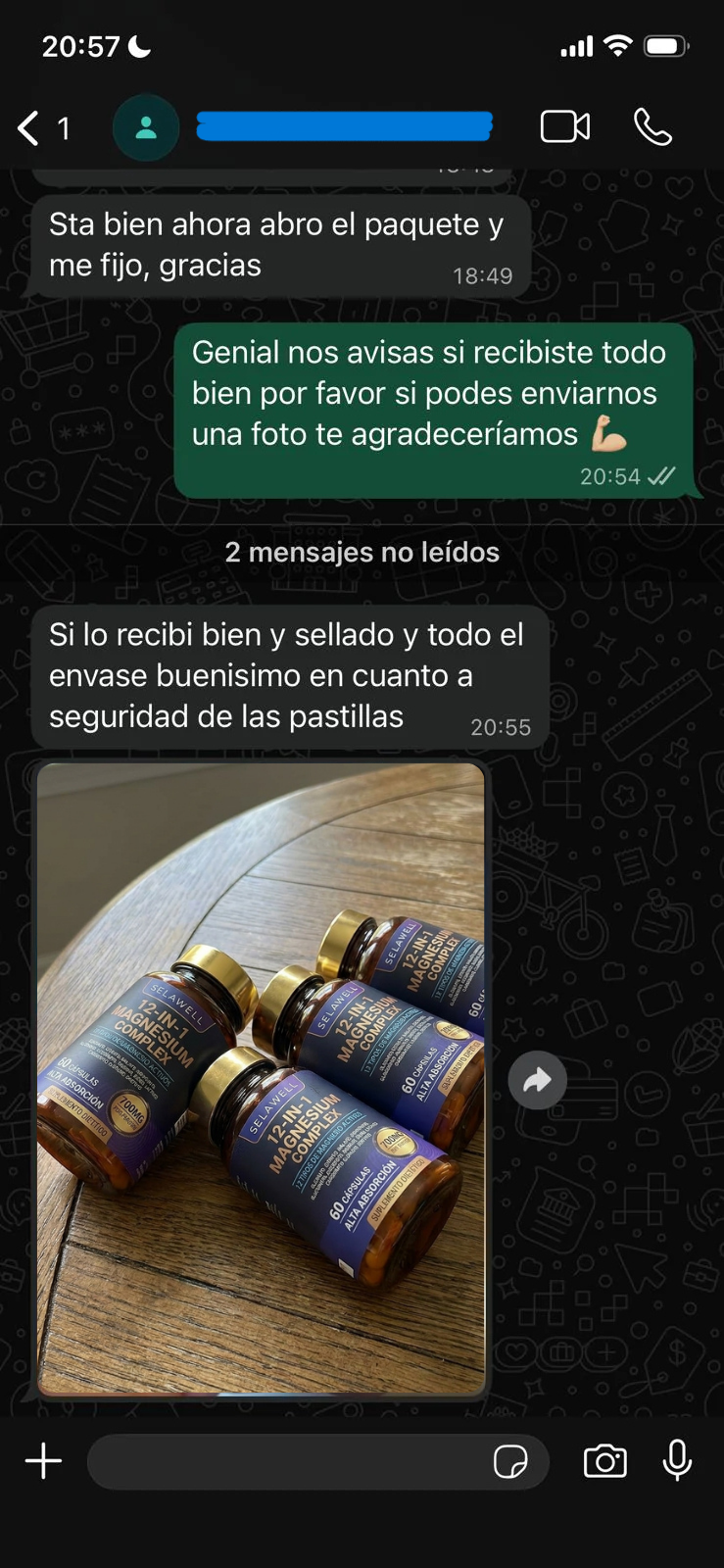Mensaje de cliente por WhatsApp