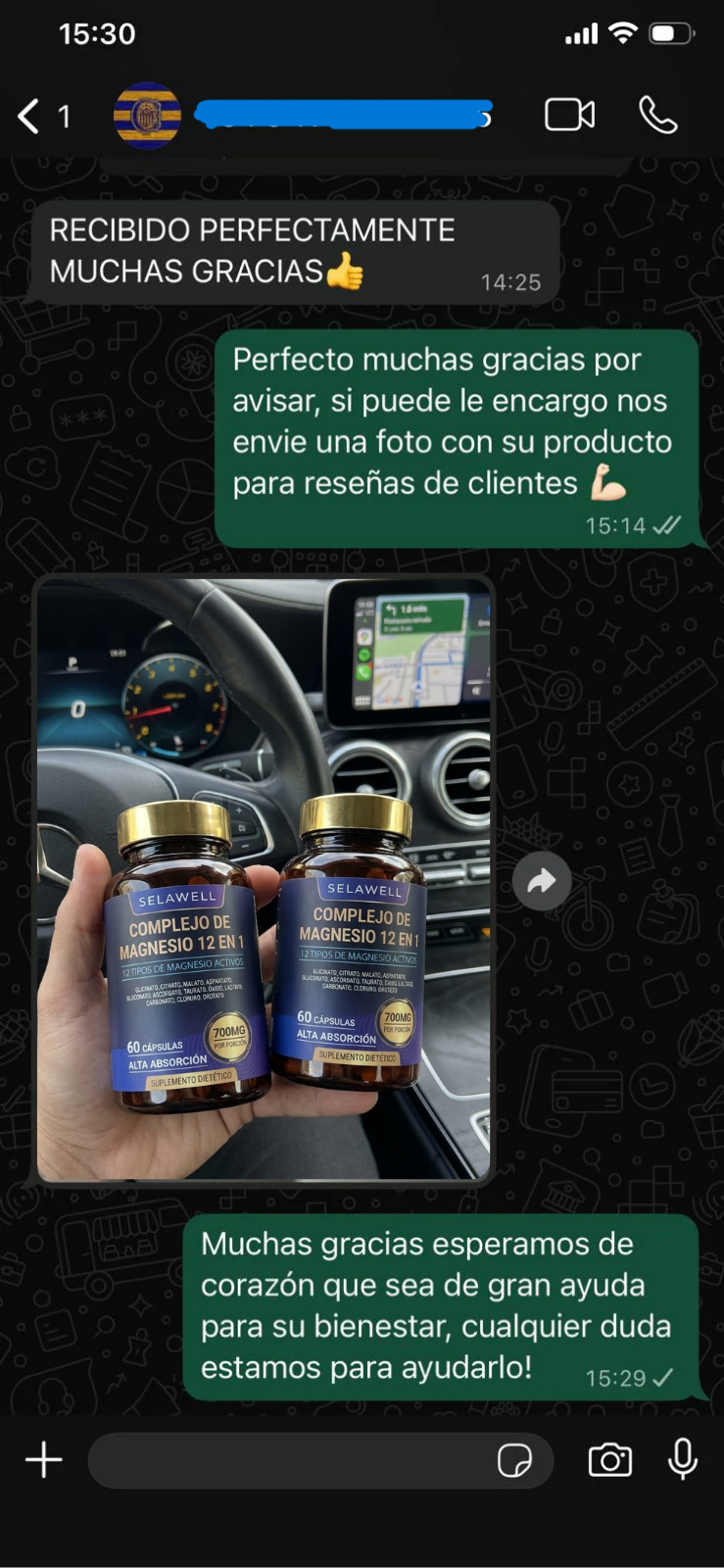 Mensaje de cliente por WhatsApp